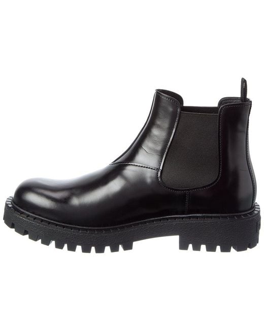Prada Black Logo Leather Chelsea Ankle Boot for men