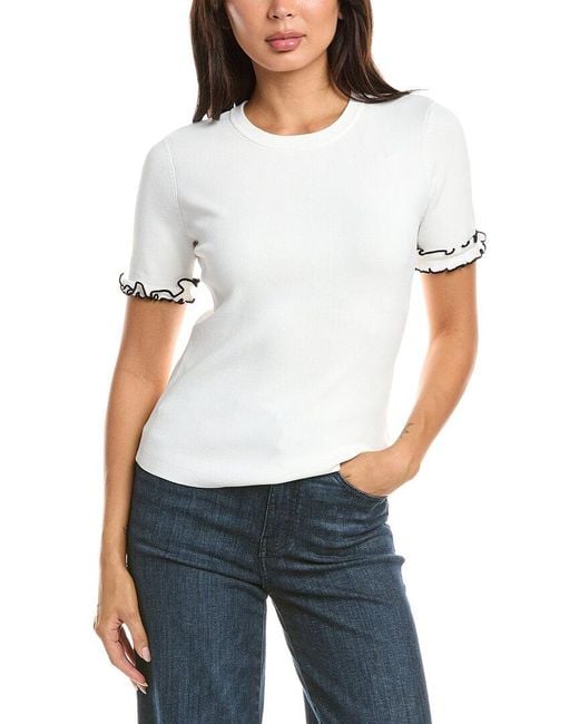 Tahari White The Rose Sweater