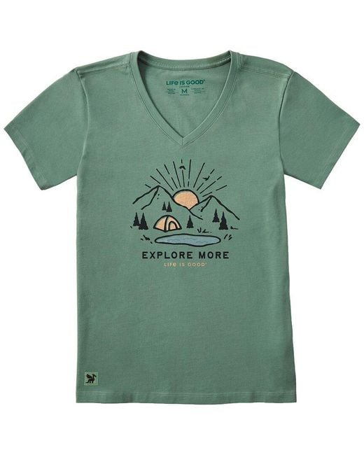Life Is Good. Green Crusher V-Neck T-Shirt