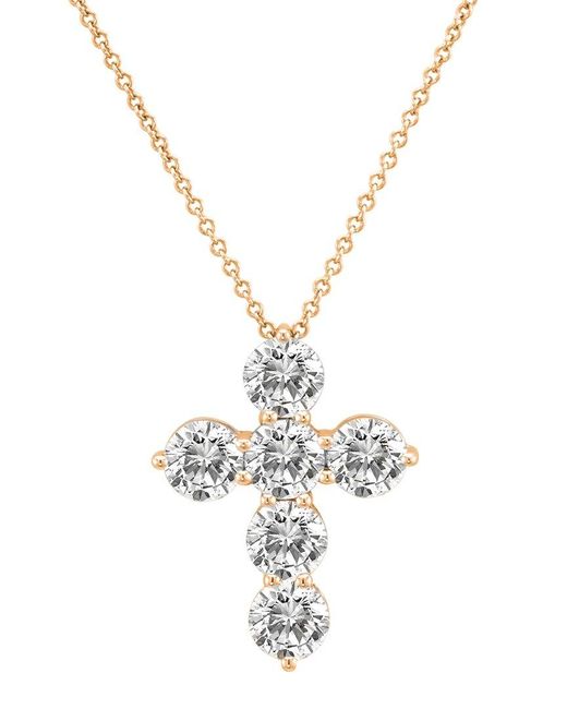 Diana M Metallic Fine Jewelry 14k Rose Gold 1.50 Ct. Tw. Diamond Cross Pendant Necklace