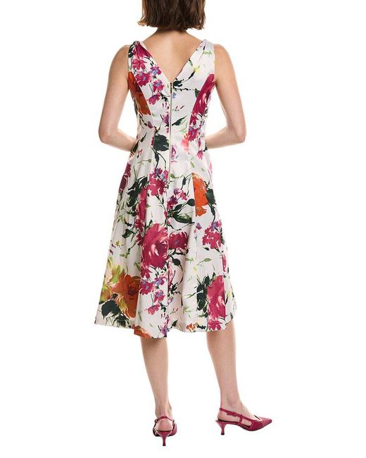 Tahari Red Sleeveless Midi Dress