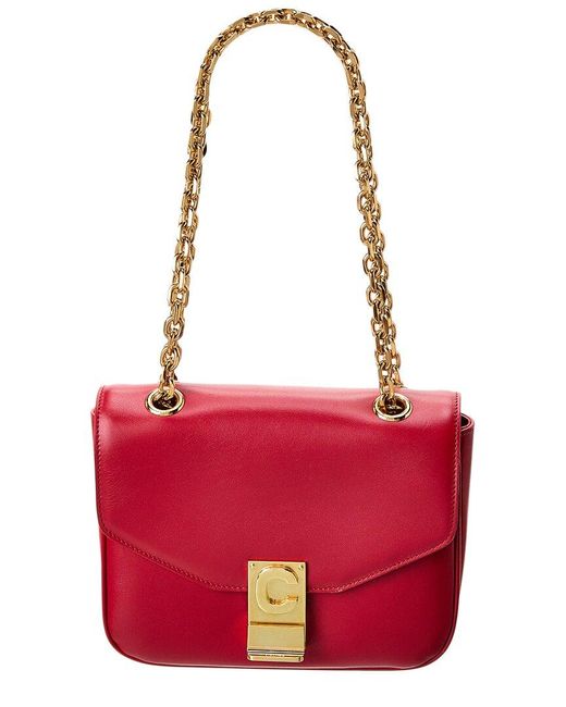 Céline Red C Small Leather Shoulder Bag (Authentic Pre-Owned)
