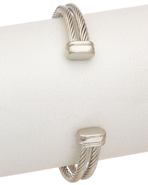 Juvell White 18k Two-tone Plated Cz Twisted Cable Bangle Bracelet
