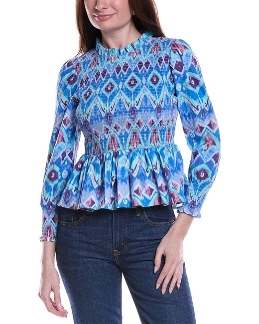 Sail To Sable Blue Peplum Top