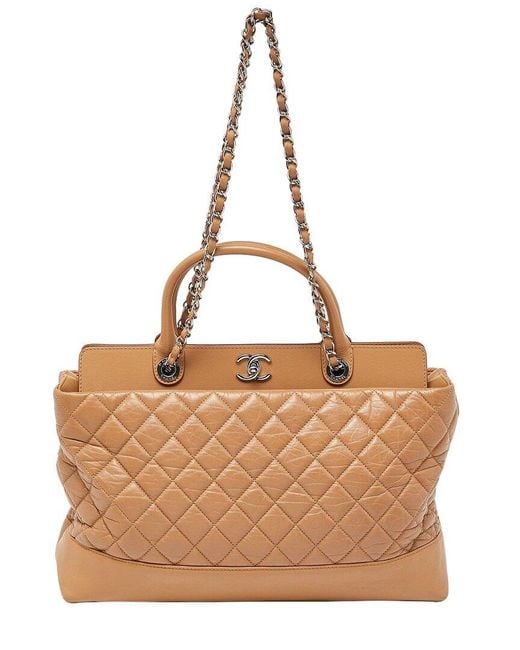 Chanel Brown Quilted Leather Single Flap Cc Shopper Tote (Authentic Pre-Owned)