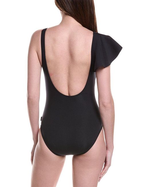 Vince Camuto Black Ruffle One-Piece