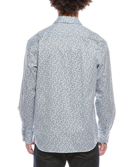 Eterna Blue Printed Twill Shirt for men
