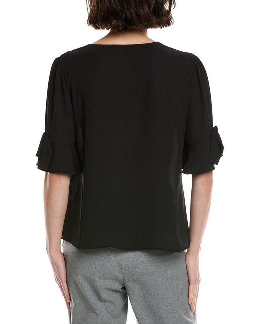 Cece Black Flounce Bow Sleeve Top