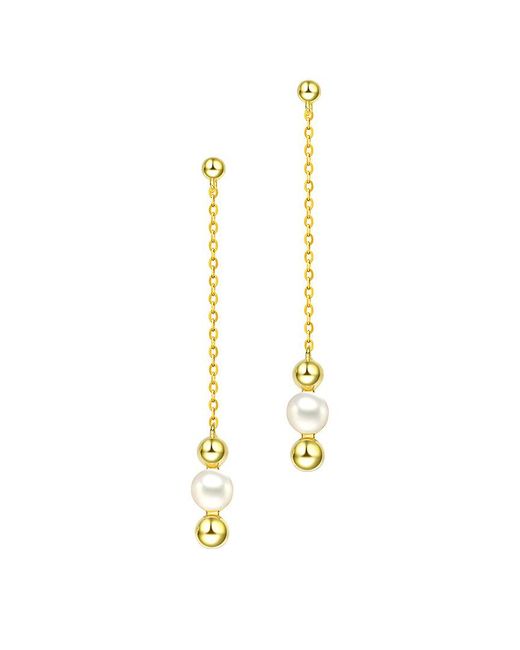 Genevive Jewelry Metallic 18k Over Silver 5.5mm Freshwater Pearl Earrings