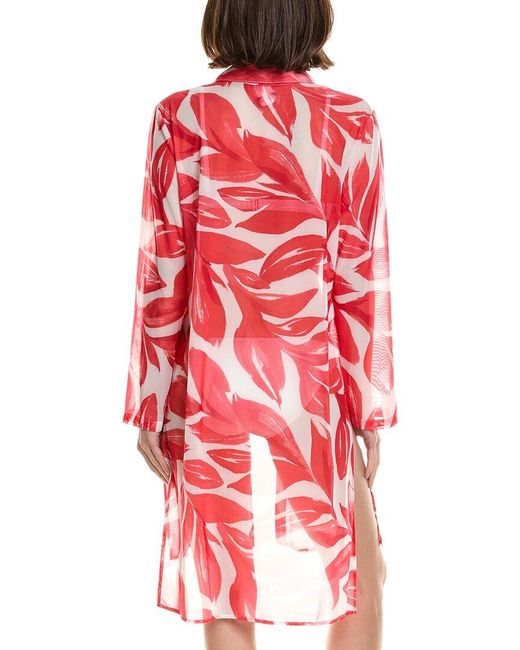 Carmen Marc Valvo Red Convertible Shirt