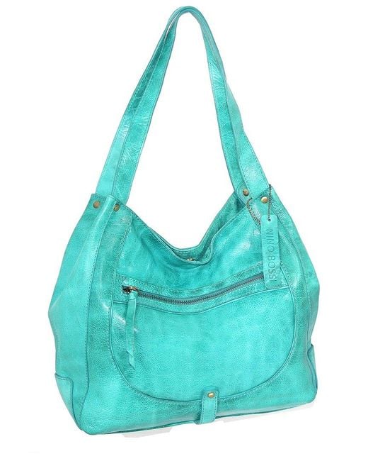 Nino Bossi Blue Braylee Hand-Dyed Vintage Leather Satchel