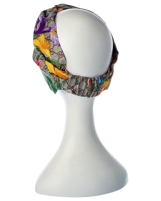 Gucci Gg Floral Print Silk Headband in White | Lyst display picture 1