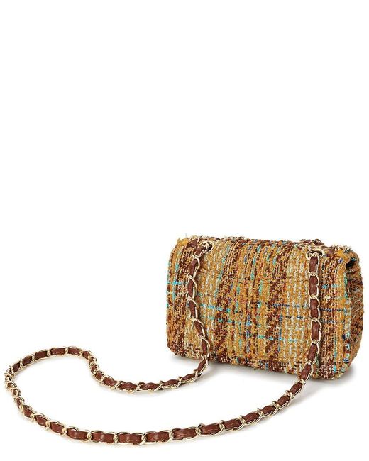 Tiffany & Fred Paris Metallic Wool & Leather Crossbody