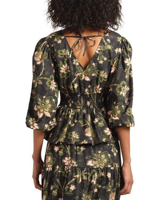 10 Crosby Derek Lam Black Savannah V-Neck Peplum Top