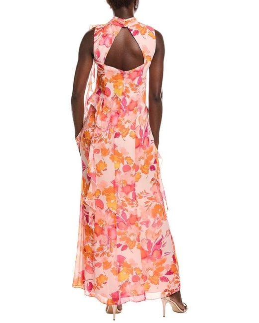 Eliza J Orange Sleeveless Printed Maxi Dress