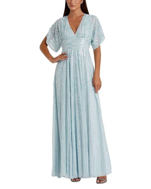 Mac Duggal Blue V-Neck Gown