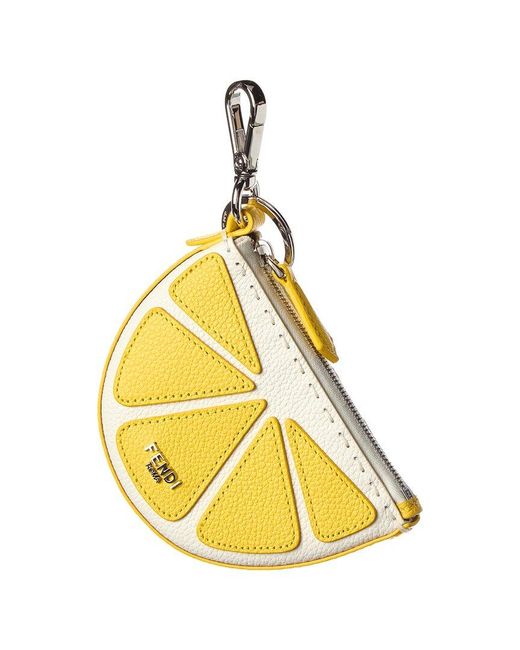 Fendi Metallic Lemon Leather Bag Charm
