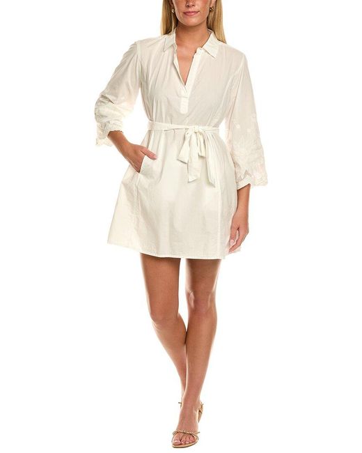 Velvet By Graham & Spencer White Missie 3/4 Sleeve Mini Dress