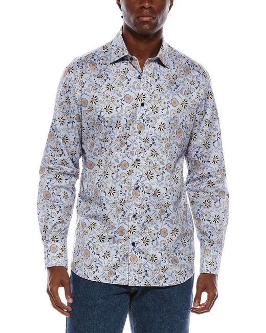 Eterna Blue Twill Shirt for men