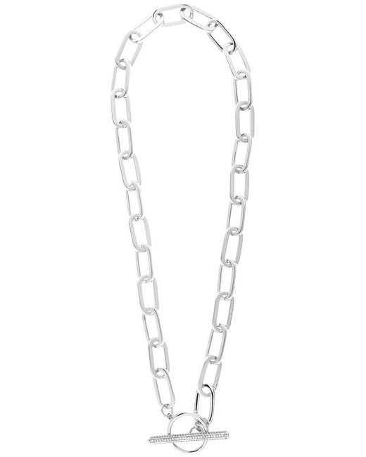 Rivka Friedman White Cz Paperclip Chain Necklace