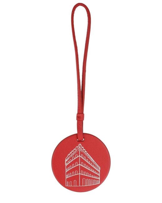 Ferragamo Red Embossed Palazzo Spini Feroni Leather Charm for men