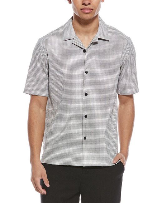 Theory Gray Daze Micro Seersucker Shirt for men