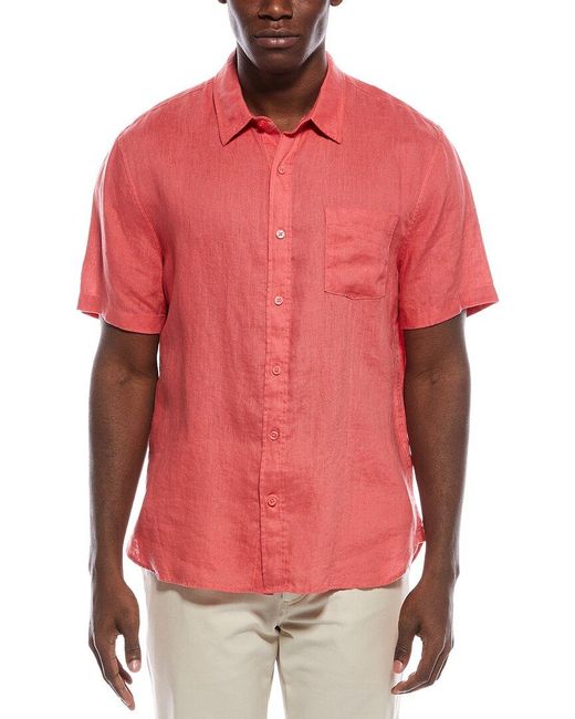 Vince Red Classic Fit Linen Shirt for men