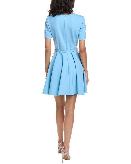 Oscar de la Renta Blue Flare Skirt Mini Dress