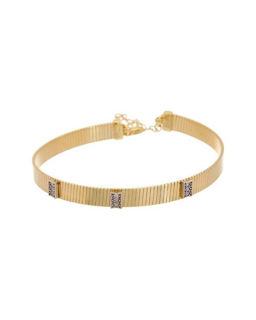 Meshmerise Metallic 18k Over Silver 0.05 Ct. Tw. Diamond Bangle Bracelet