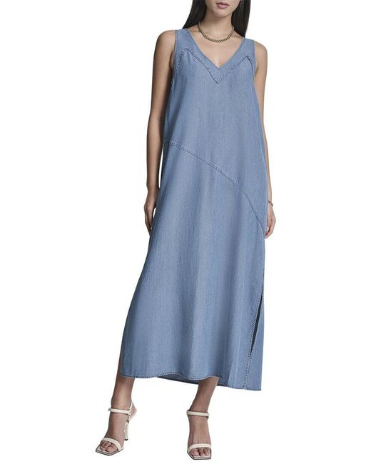 DKNY Blue V-Neck Slip-On Dress
