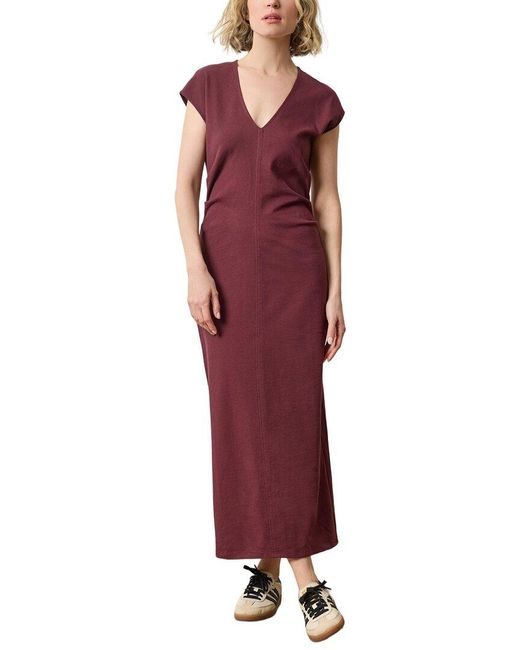 Lilla P Red Slim Fit Side Tuck Maxi Dress
