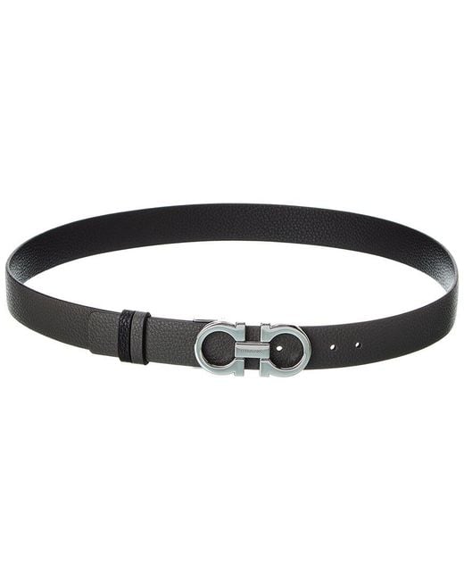 Ferragamo Black Ferragamo Gancini Reversible & Adjustable Leather Belt