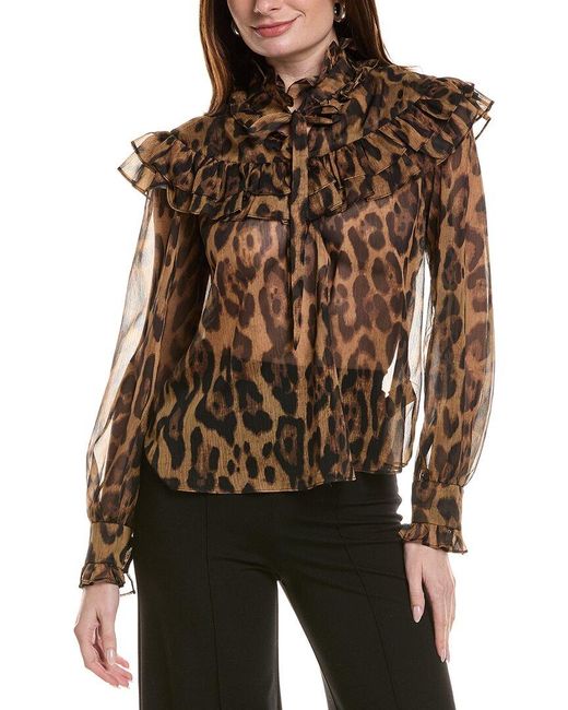 Bardot Brown Fiorella Leopard Blouse