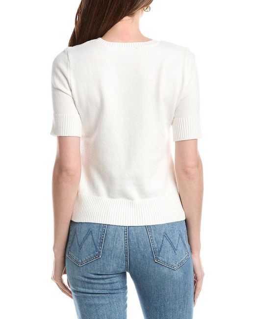 Tahari White Floral Applique Sweater