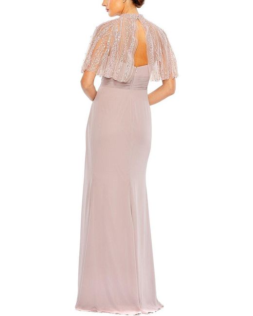 Mac Duggal Pink Sleeveless Gown With Embellished Cape
