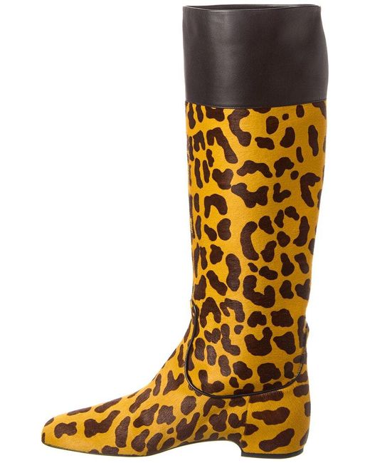 Roger Vivier Yellow Haircalf & Leather Knee-high Boot