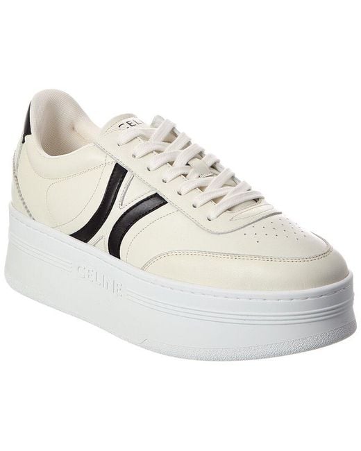 Céline White Block Leather Platform Sneaker