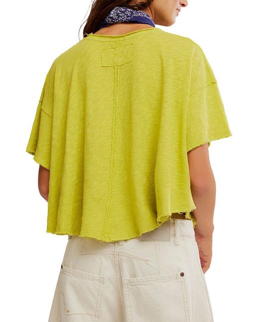Free People Yellow Elise Linen-Blend Swing Top