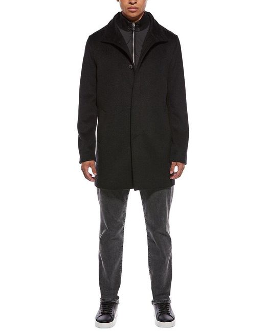 Reiss Black Wool-Blend Overcoat for men