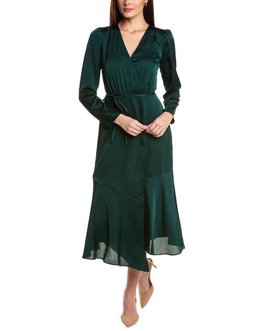 Anne Klein Green Faux Wrap Midi Dress