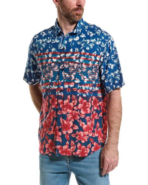 Tommy Bahama Blue Veracruz Cay Flora & Stripes Shirt for men