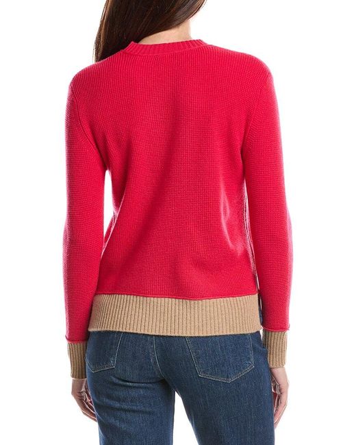 Forte Red Contrast Trim Thermal Cashmere Sweater