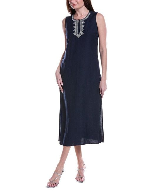 NIC+ZOE Blue Sunset Soiree Linen-Blend Maxi Dress