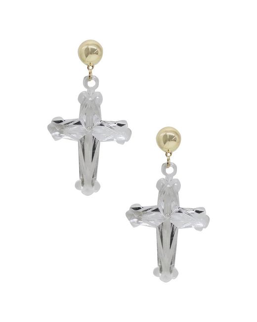 Ettika Metallic 18K Plated Resin Cross Earrings