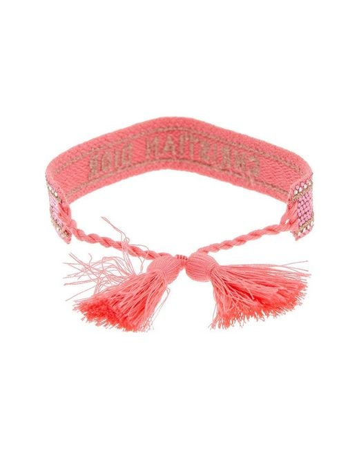 Dior Pink Logo Signature Cotton Bracelet
