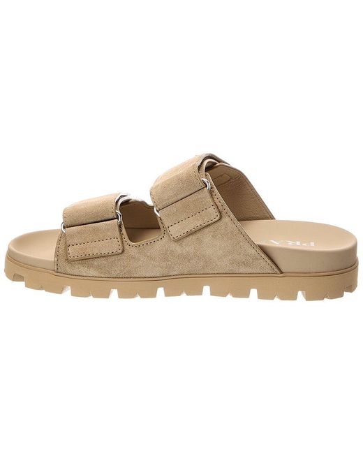 Prada Brown Triangle Logo Suede & Leather Sandal