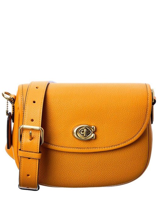 COACH Willow Leather Saddle Bag in Orange Lyst