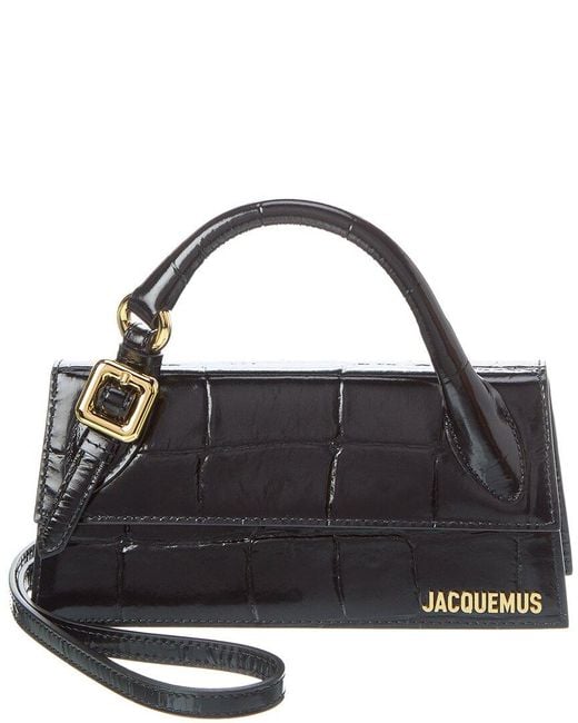 Jacquemus Black Le Chiquito Long Boucle Croc-embossed Leather Shoulder Bag
