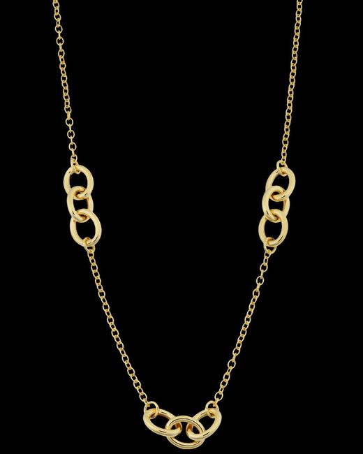 Italian Gold Black 14K Triple Oval Rolo Link Necklace