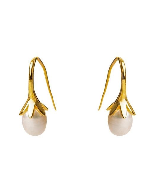 Ebru Jewelry Metallic Pearl Collection 0.4Mm Pearl Drop Down Earrings